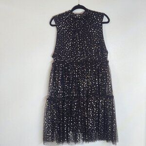POPSUGAR Plus 1X Tulle Star Dress | Black & Gold | Tiered Sleeveless Glam